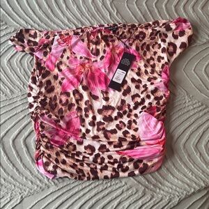 Fashion Nova Pink Leopard Print Blouse